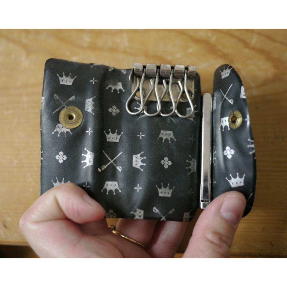 Vtg Faux Leather Vegan Pocket 4 Key Holder Pocket Knife Bottle Opener Wallet